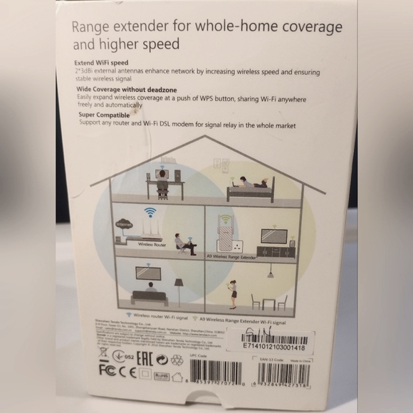 TENDA A9 N300 Universal WiFi Range Extender - Picture 2 of 3